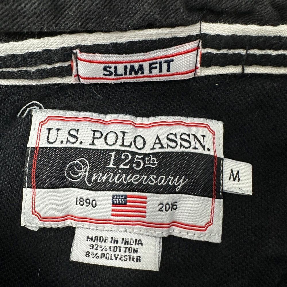 US POLO ASSN Rare 125th Anniversary Polo Shirt Patch Slim Fit Size Medium - Picture 4 of 10
